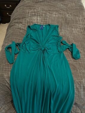 Sleeveless Teal Knot-Front Women’s maternity Dress
